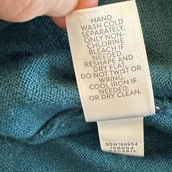 J Jill Women's 4X Cross-over Tie Front Persian Blue Teal Cotton Blend Sweater - Picture 9 of 16